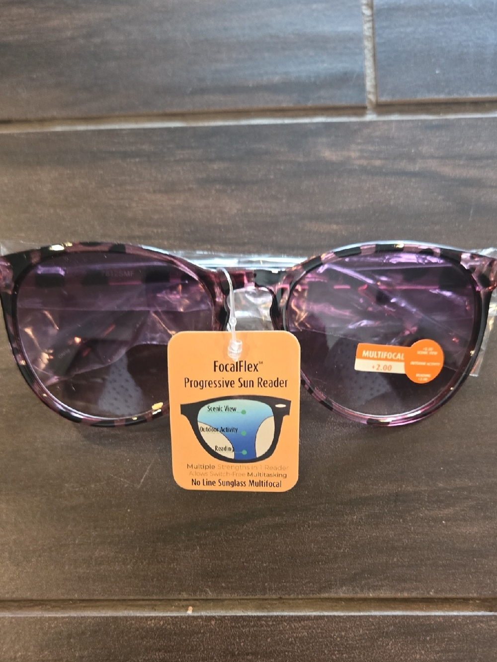 FocalFlex Progressive Sun Reader Sunglasses - Purple Tortoise NWT